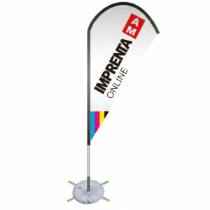 Banderola Gota con el branding de AM Imprenta Online