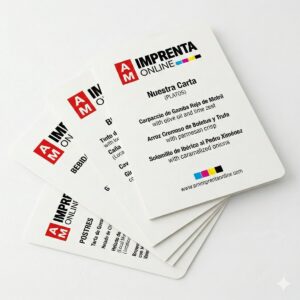 Carta de hostelería con el branding de AM Imprenta Online