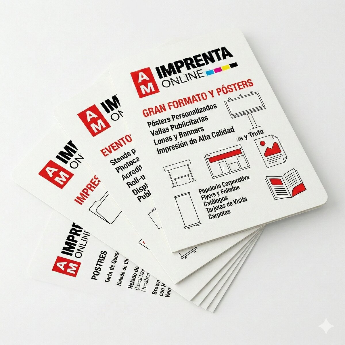 Carteles y pósters con el branding de AM Imprenta Online