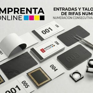 entradas y talonarios rifas enumeradas con el branding de AM Imprenta Online