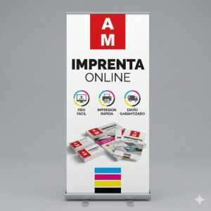 Roll Up con el branding de AM Imprenta Online