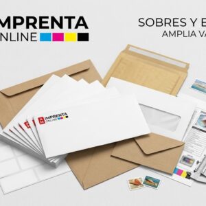 sobres con el branding de AM Imprenta Online