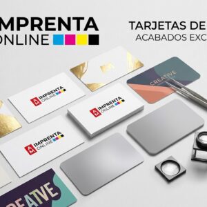 tarjetas de visita con el branding de AM Imprenta Online